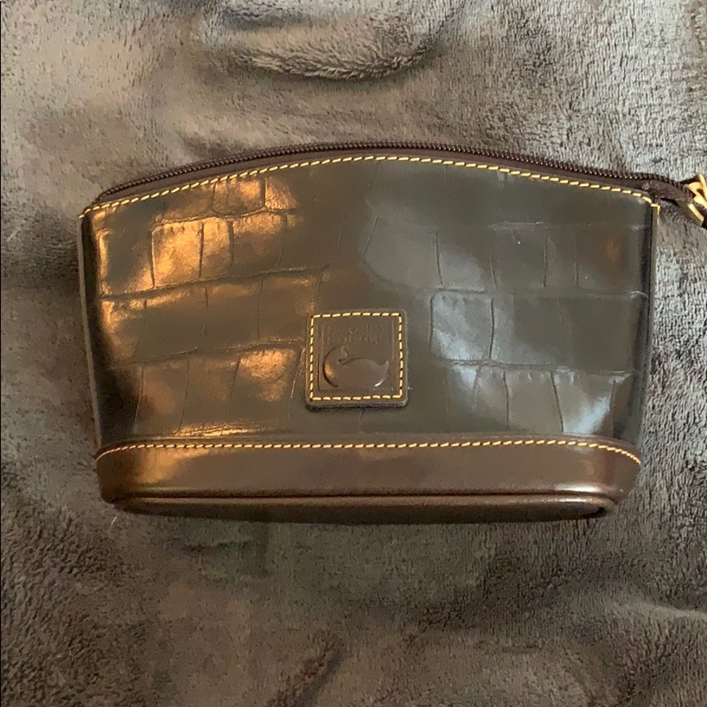 Dooney Bourke small black leather makeup bag